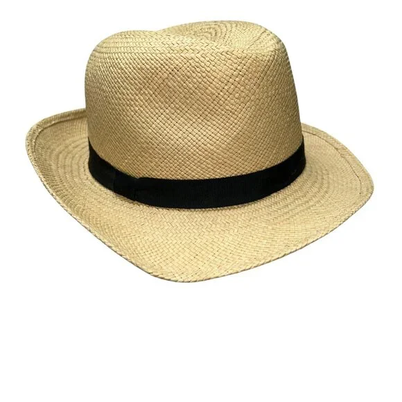 Tory Burch | Natural Straw Classic Grosgrain Fedora Hat Tory Burch Natural Straw Classic Grosgrain Fedora‎ OS NWT main image 2